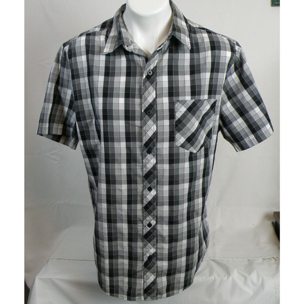 Hawk Men Shirt Short Sleeve Button Down Plaid